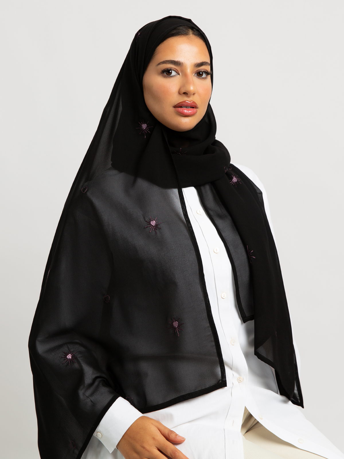 Black and Purples Shining Hearts Laser Tarha