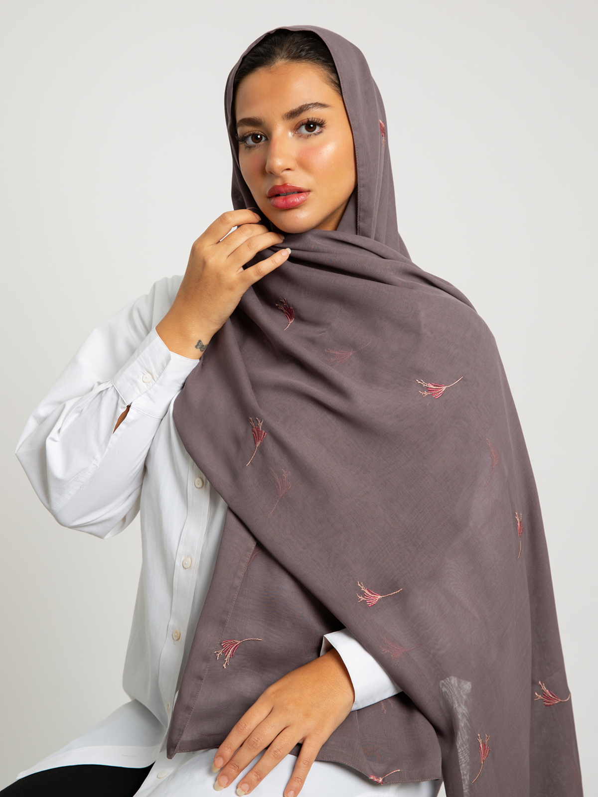 Titanium Powder Flower Double Voile Tarha 