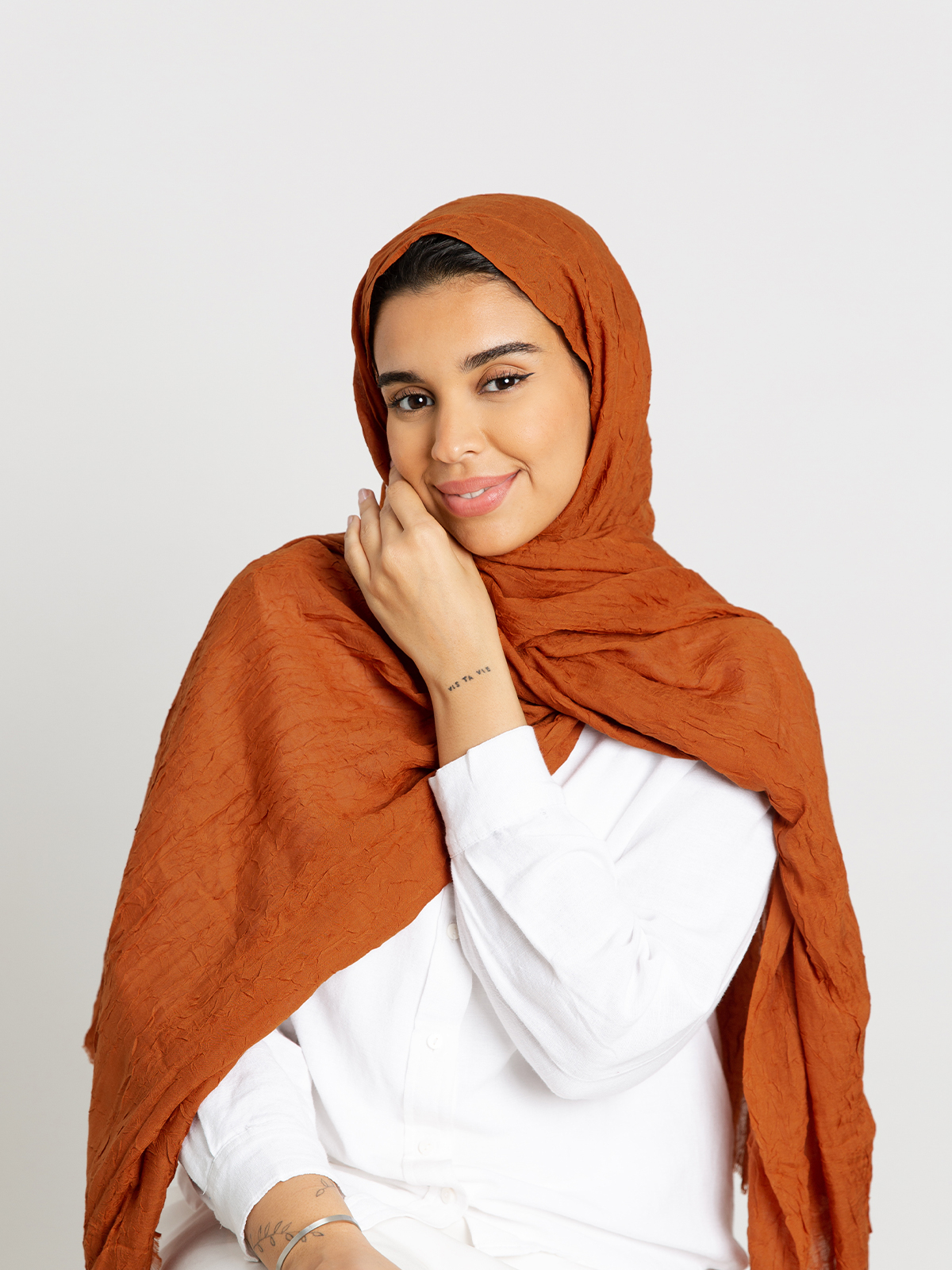 Orange - Plain Wrinkled Tarha