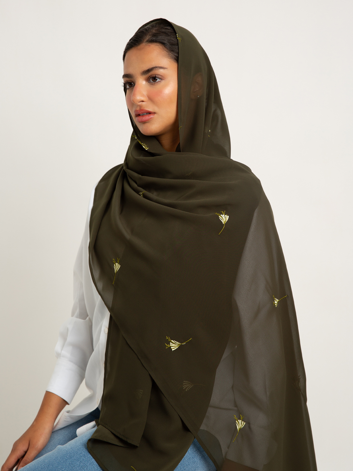 Olive Cloud Petals Laser Tarha