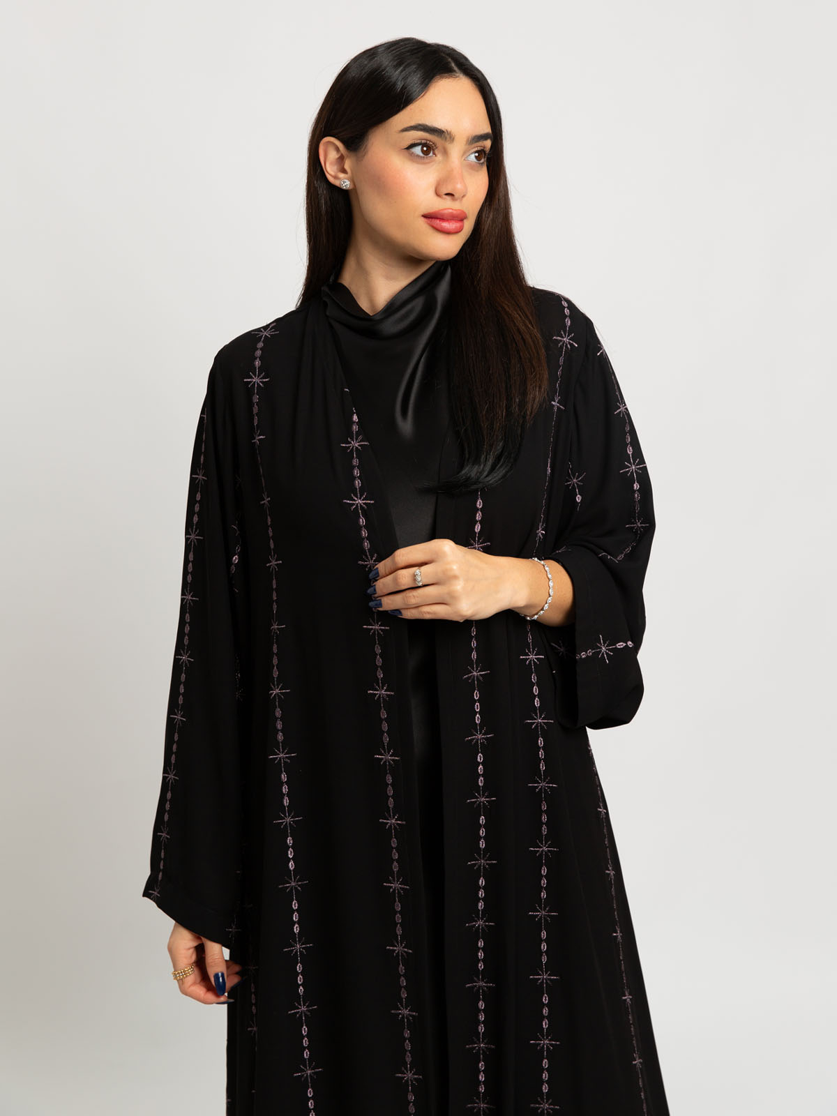 Black Galaxy Threads A-Cut Abaya