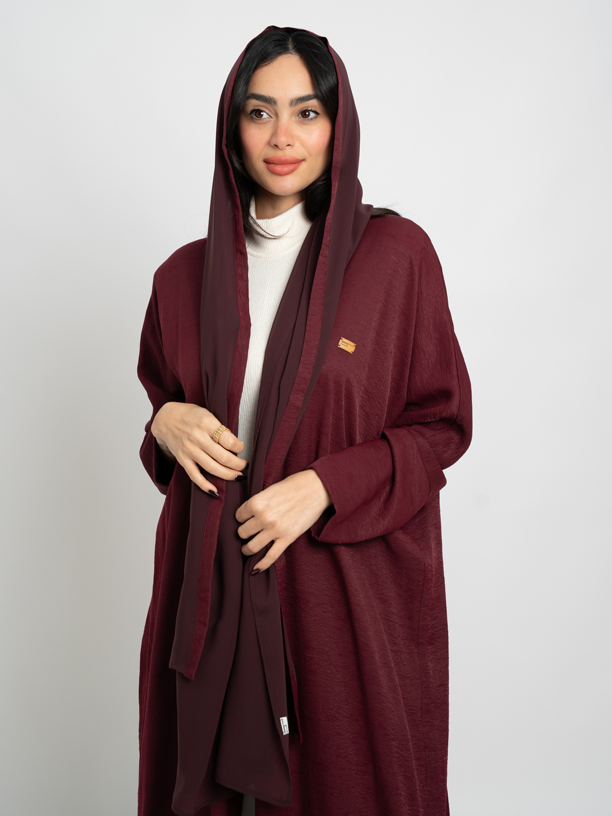 Maroon Half Bisht Abaya