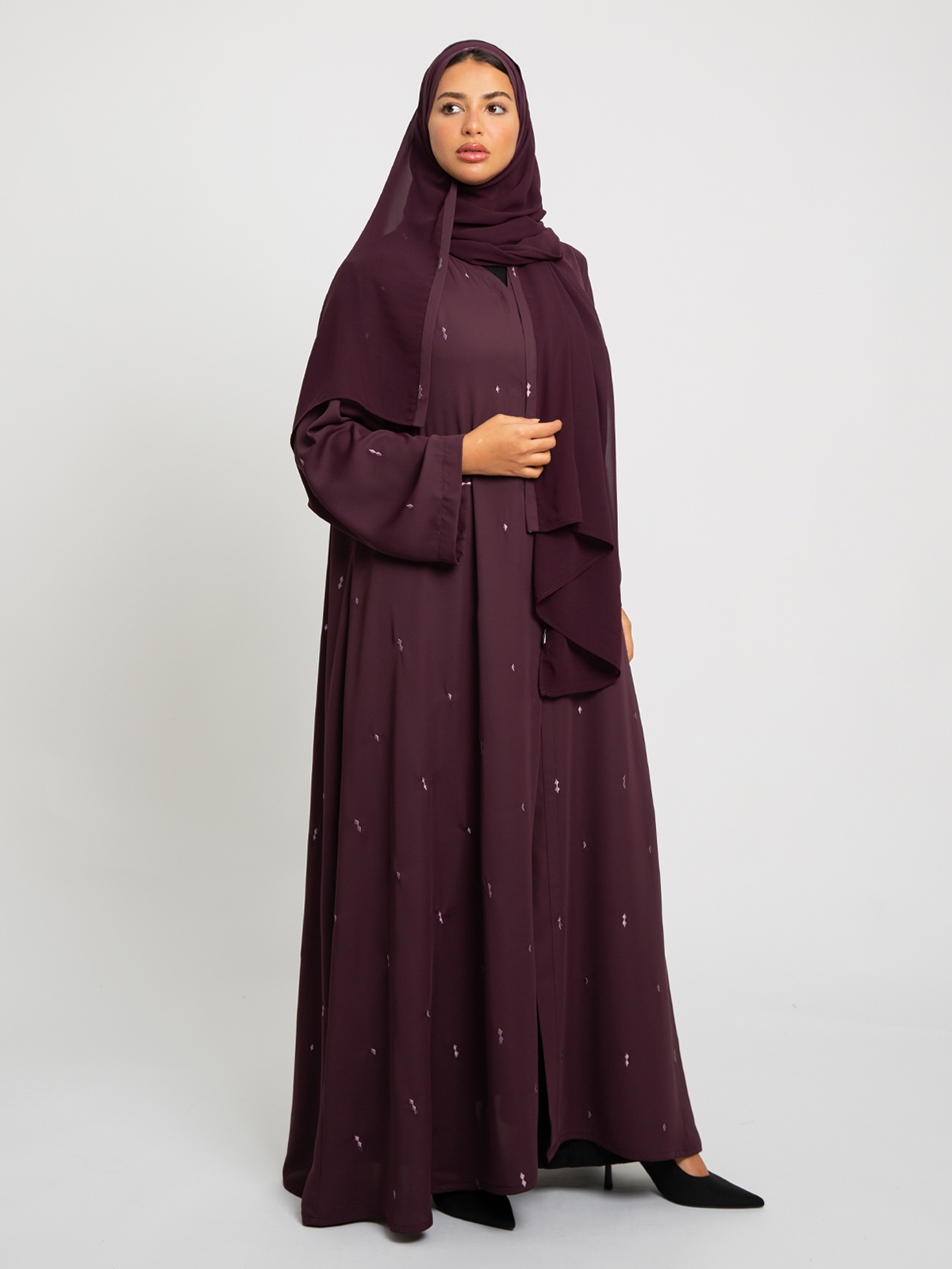 Mauve Diamonds A-Cut Abaya