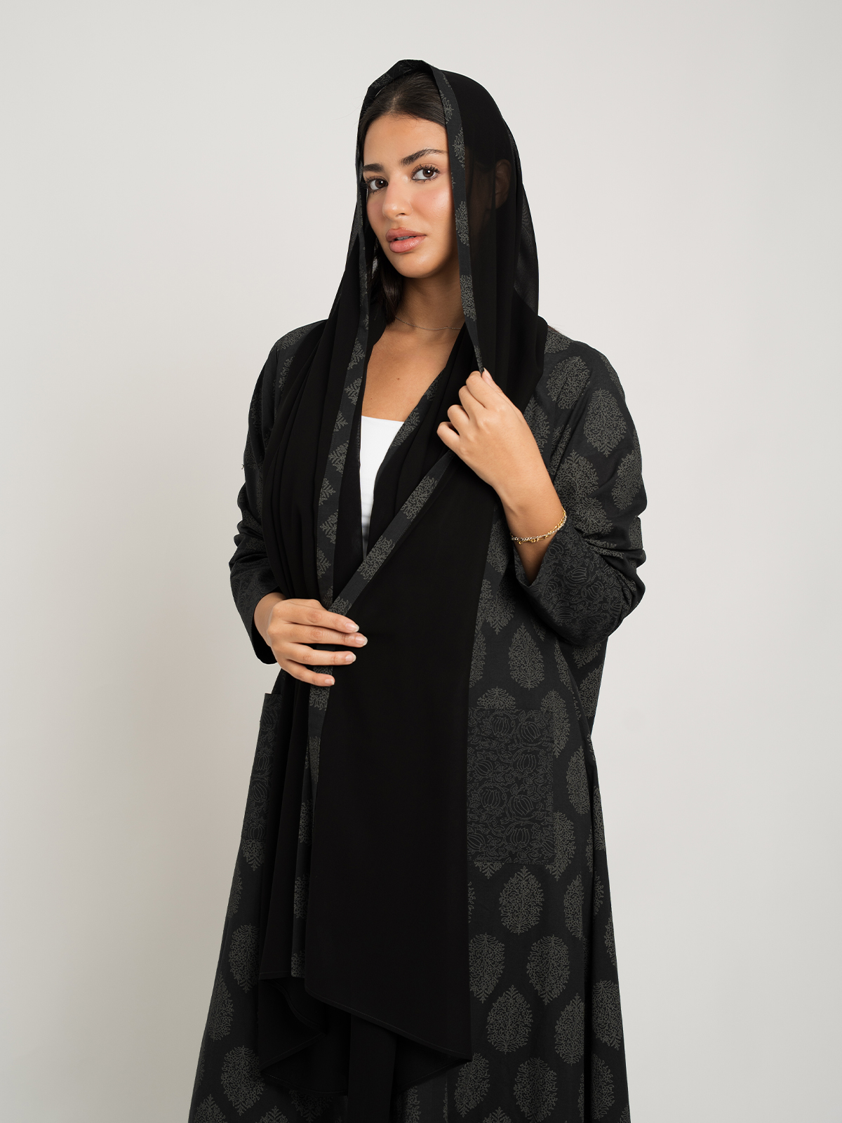 Black Shadow Garden A-Cut Abaya