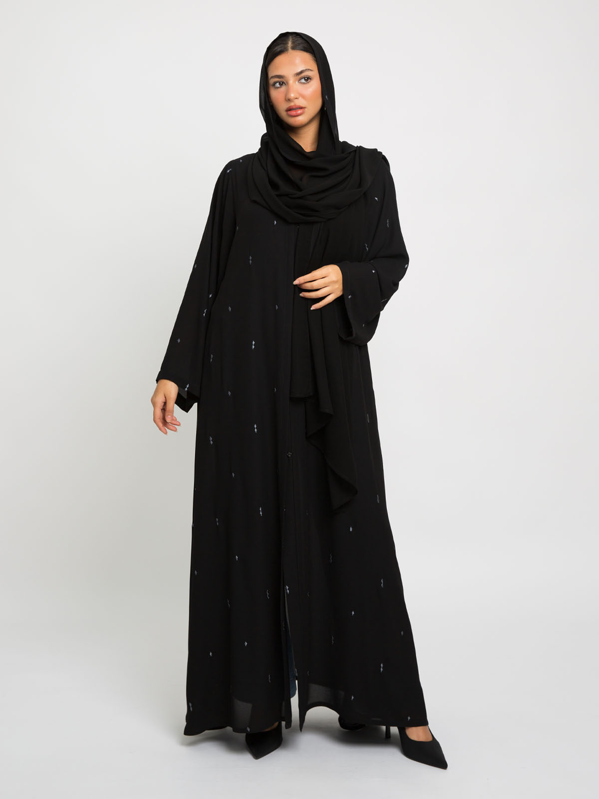 Black Diamonds A-Cut Abaya