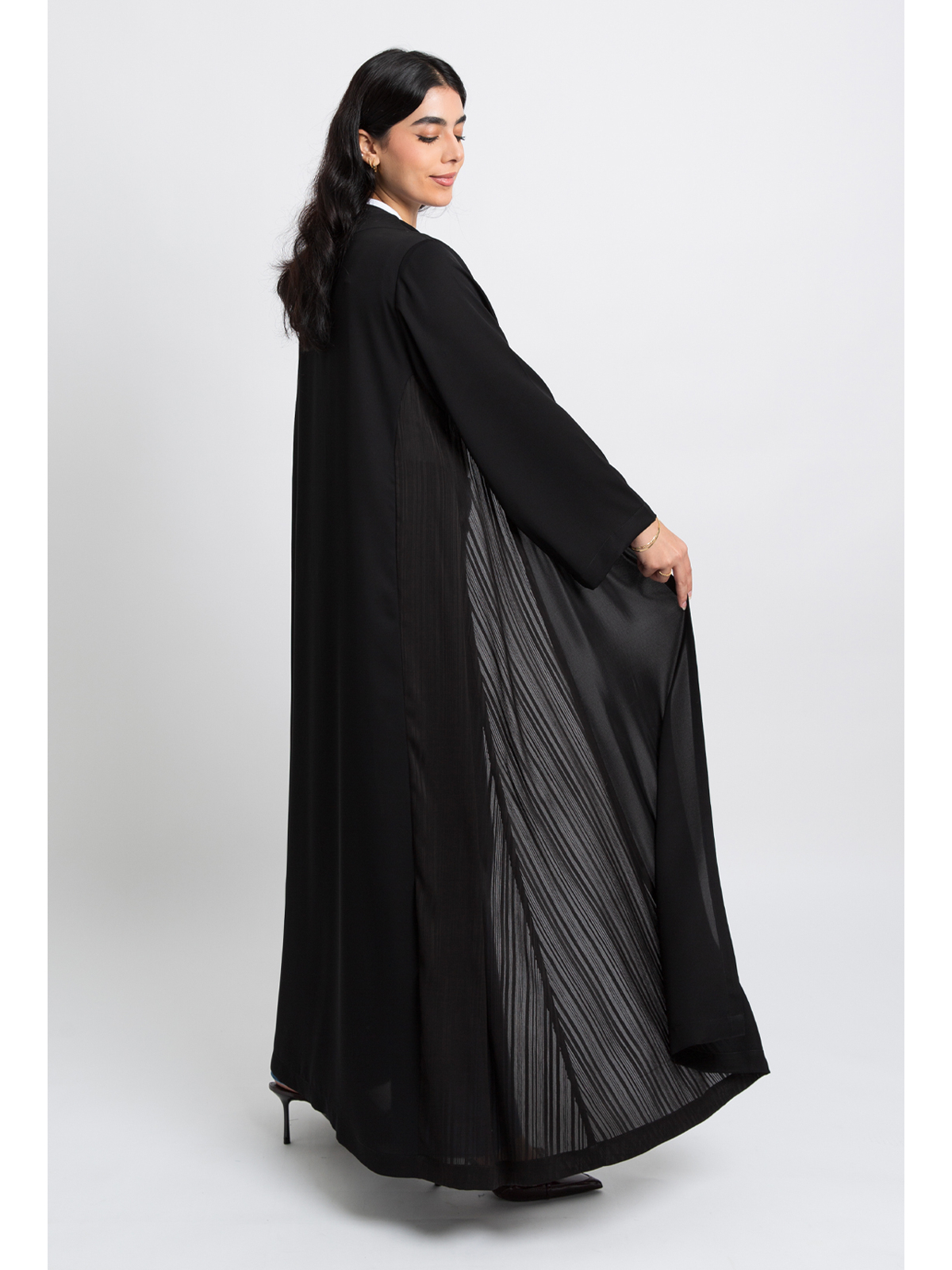 black half cloche A cut princess abaya in crepe fabric by kaafmeem black friday offers and sale
