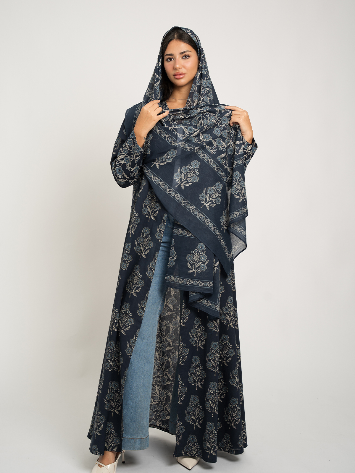 Navy Memories A-Cut Abaya