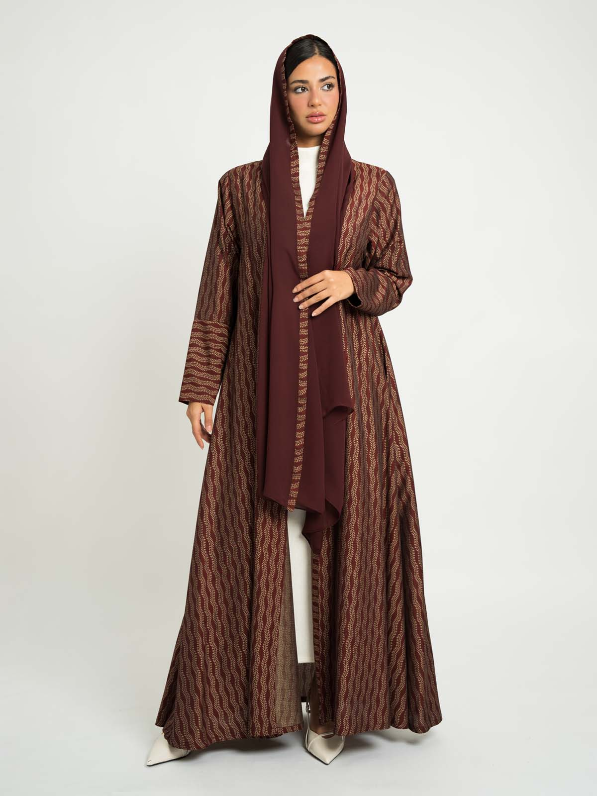 Maroon Desert Dunes A-Cut Abaya