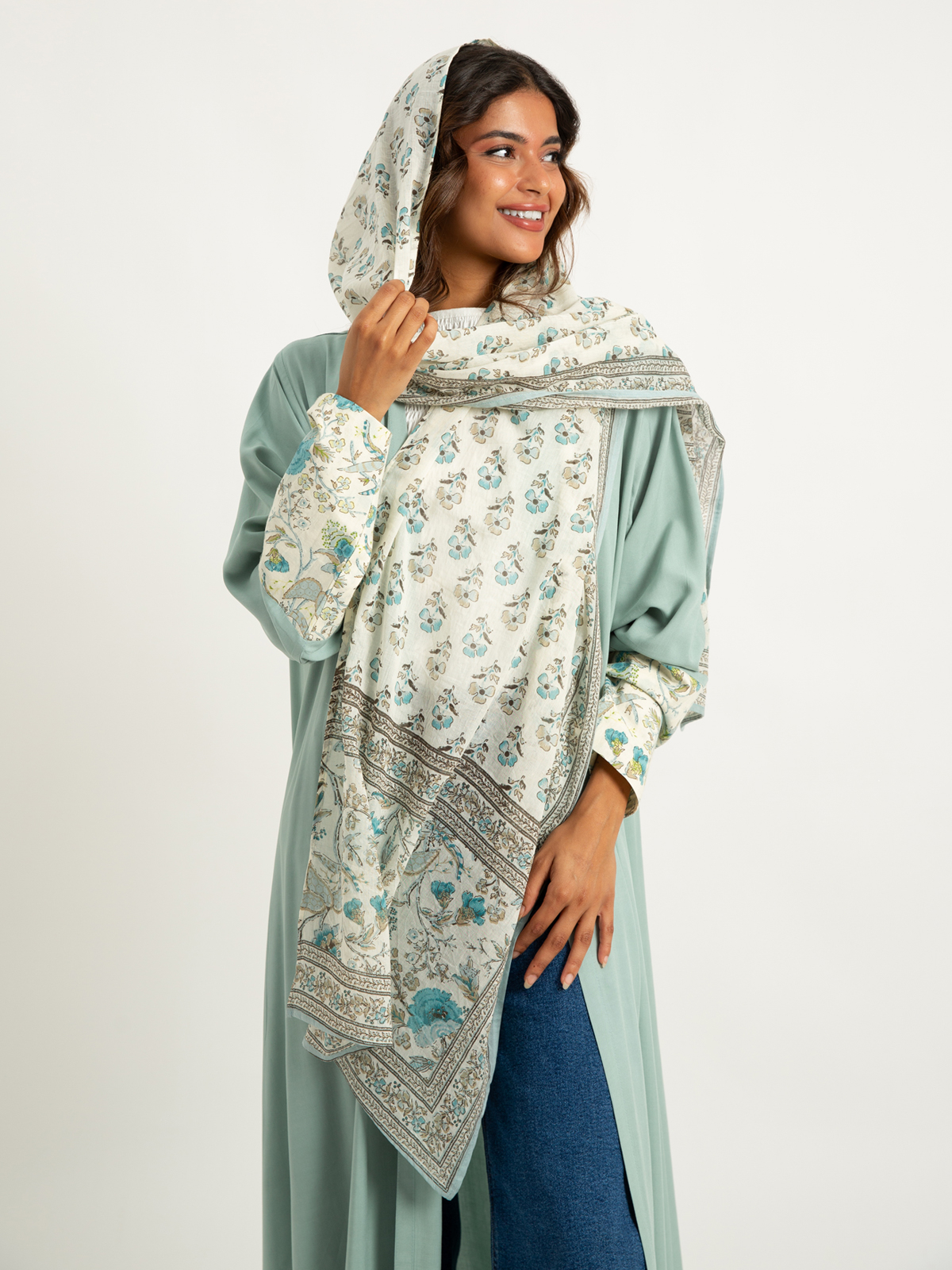 Light Tiffany Vines A-Cut Abaya