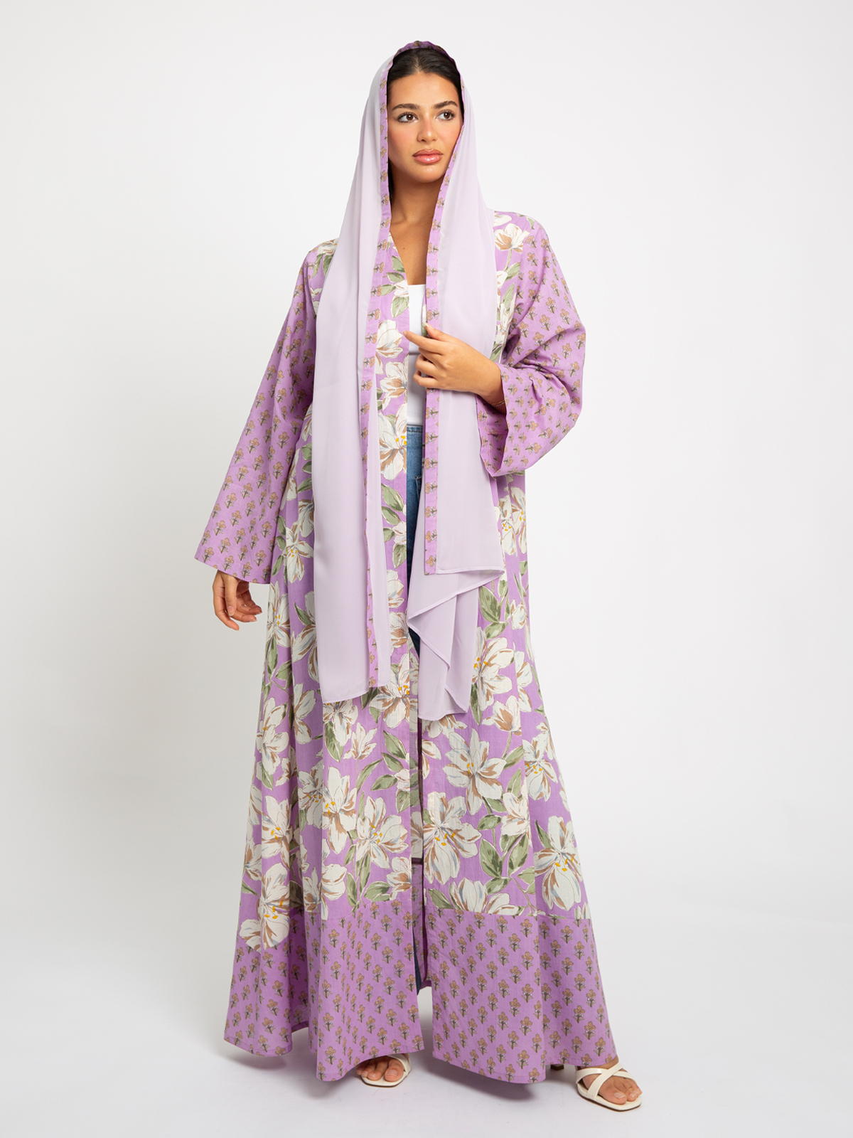 Purple Daisy Day A-Cut Abaya