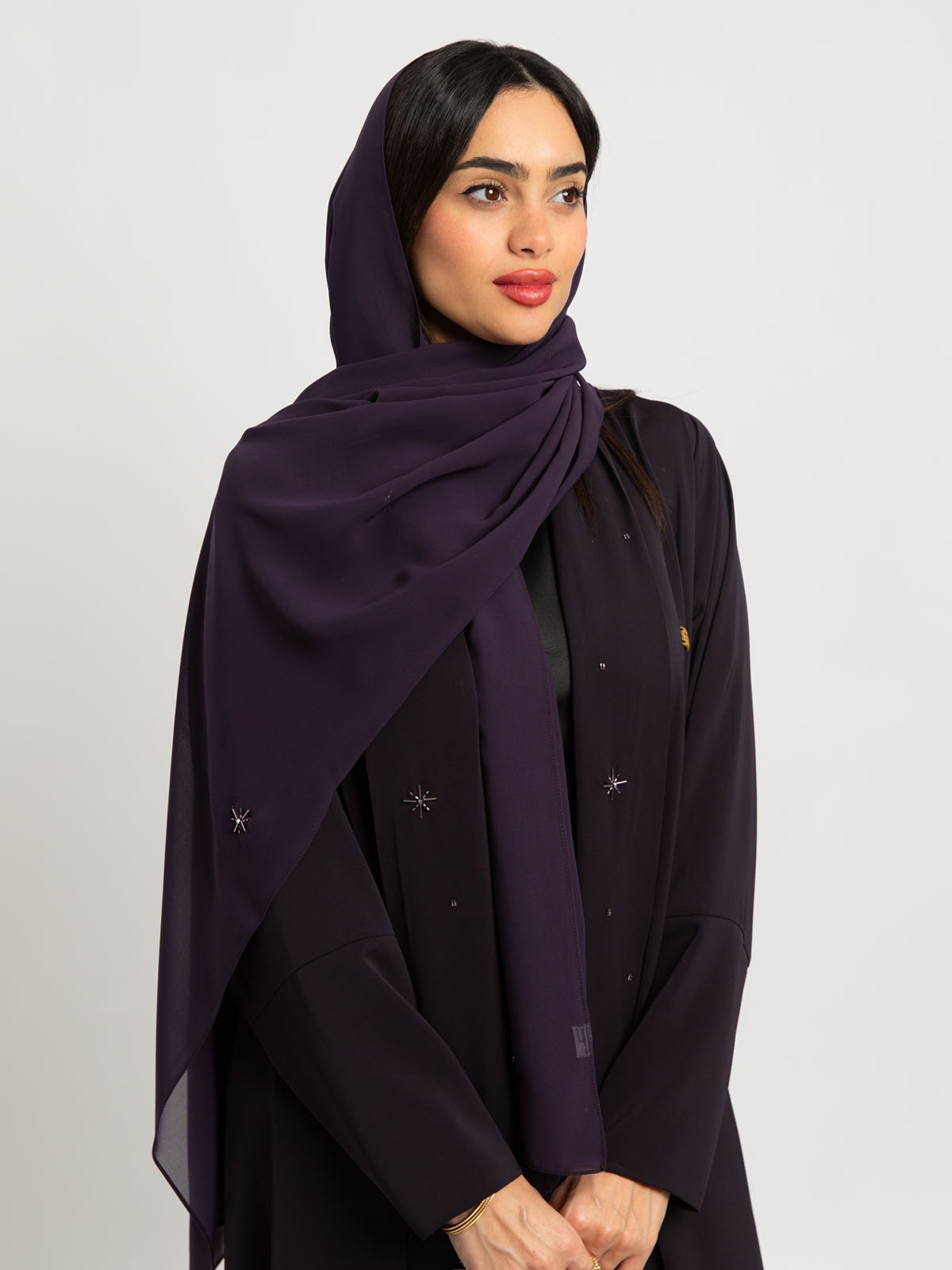 Mauve Najd Nights A-Cut with Collar Abaya