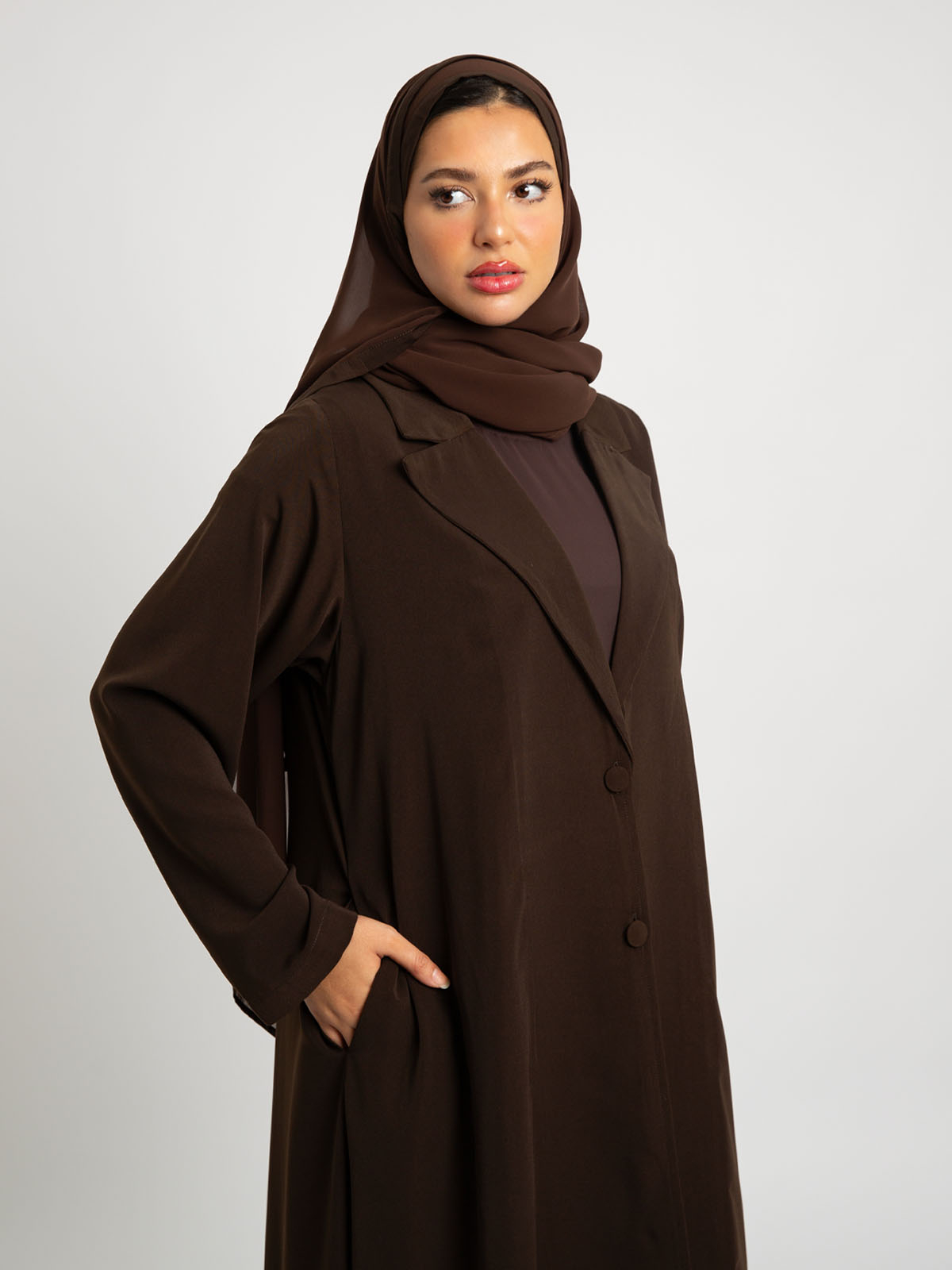 Brown Wrap Suit A-Cut Abaya