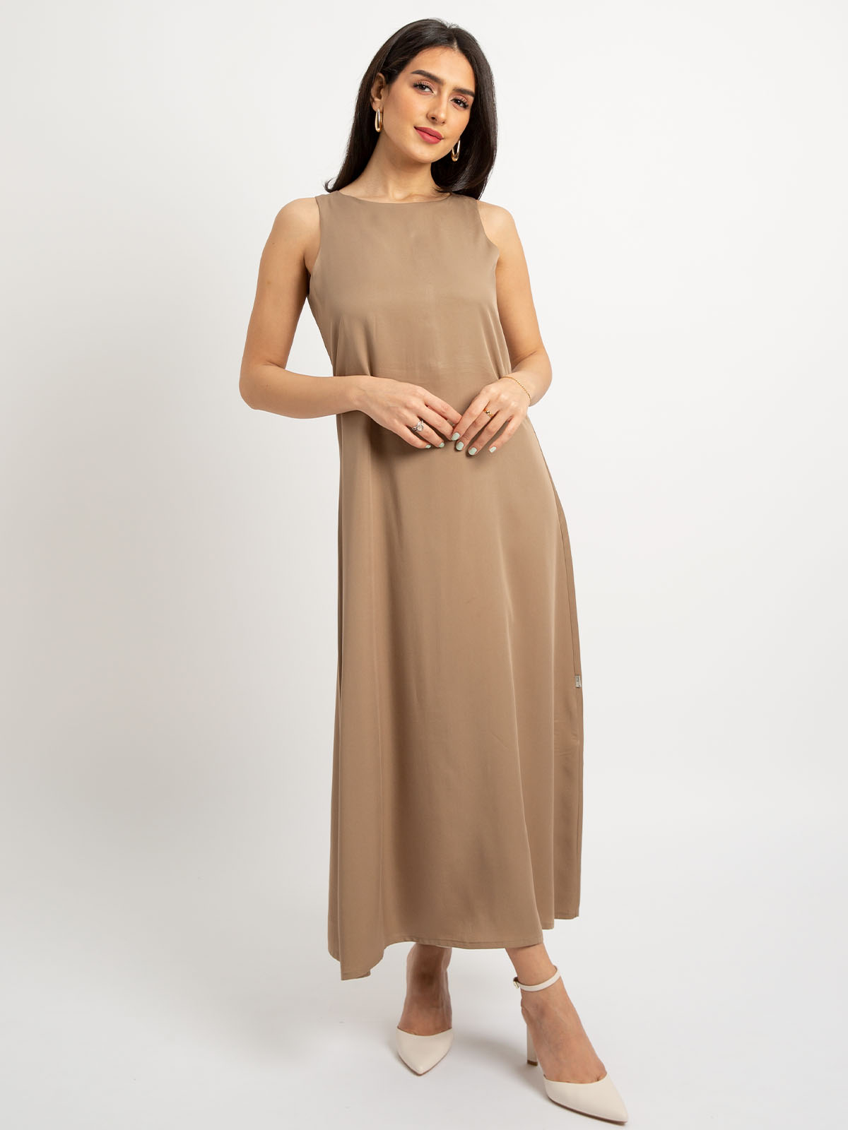 Mocha - Sleeveless Long Dress