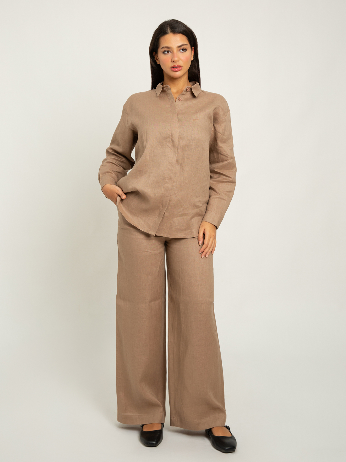 Mocha Shirt & Pants Linen Set