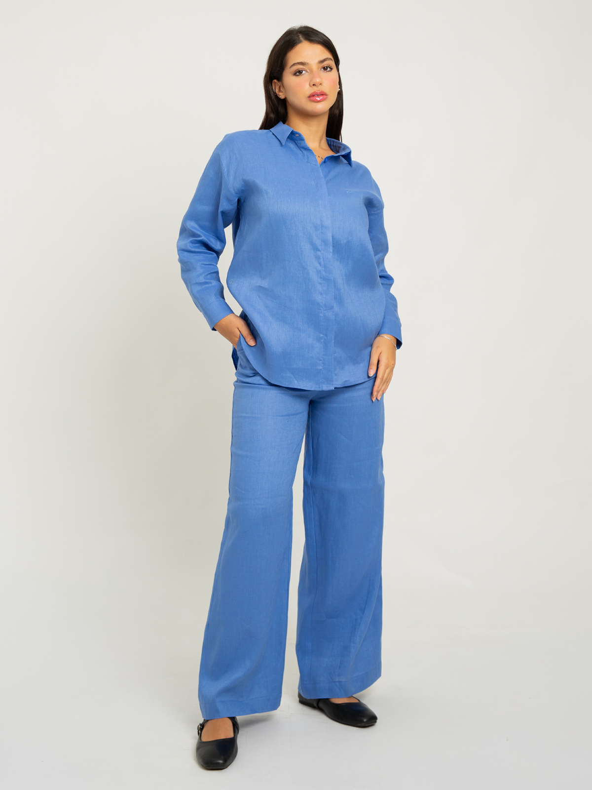 Blue Shirt & Pants Linen Set